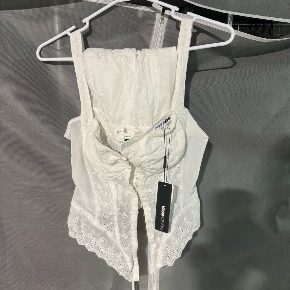 Fashion Nova Ivory Lace Bustier